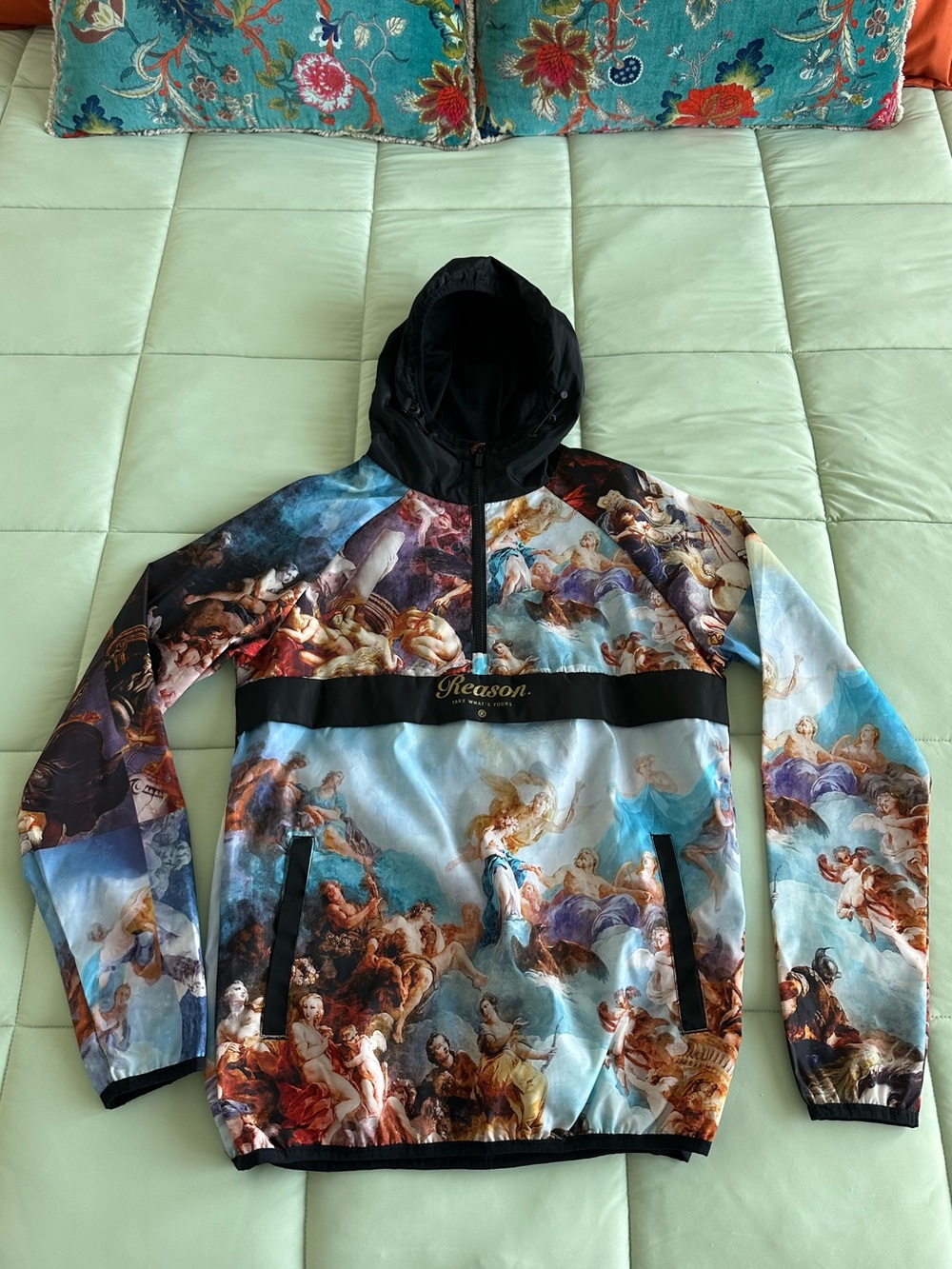 Reason Hooded Anorak Jacket with Renaissance Art Design